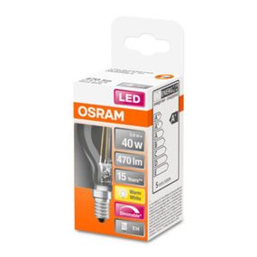 OSRAM Kvapková LED žiarovka E14 4, 8W filamentová stmieva, sklo, E14, 4.8W, Energialuokka: F, P: 7.8 cm