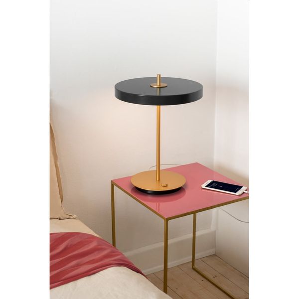 Antracitovosivá LED stmievateľná stolová lampa s kovovým tienidlom (výška 41,5 cm) Asteria Table – UMAGE