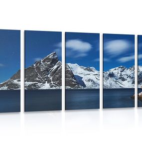 5-dielny obraz nočná krajina v Nórsku - 200x100