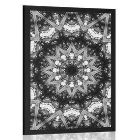 Plagát Mandala so zaujímavými prvkami v pozadí v čiernobielom prevedení - 30x45 black