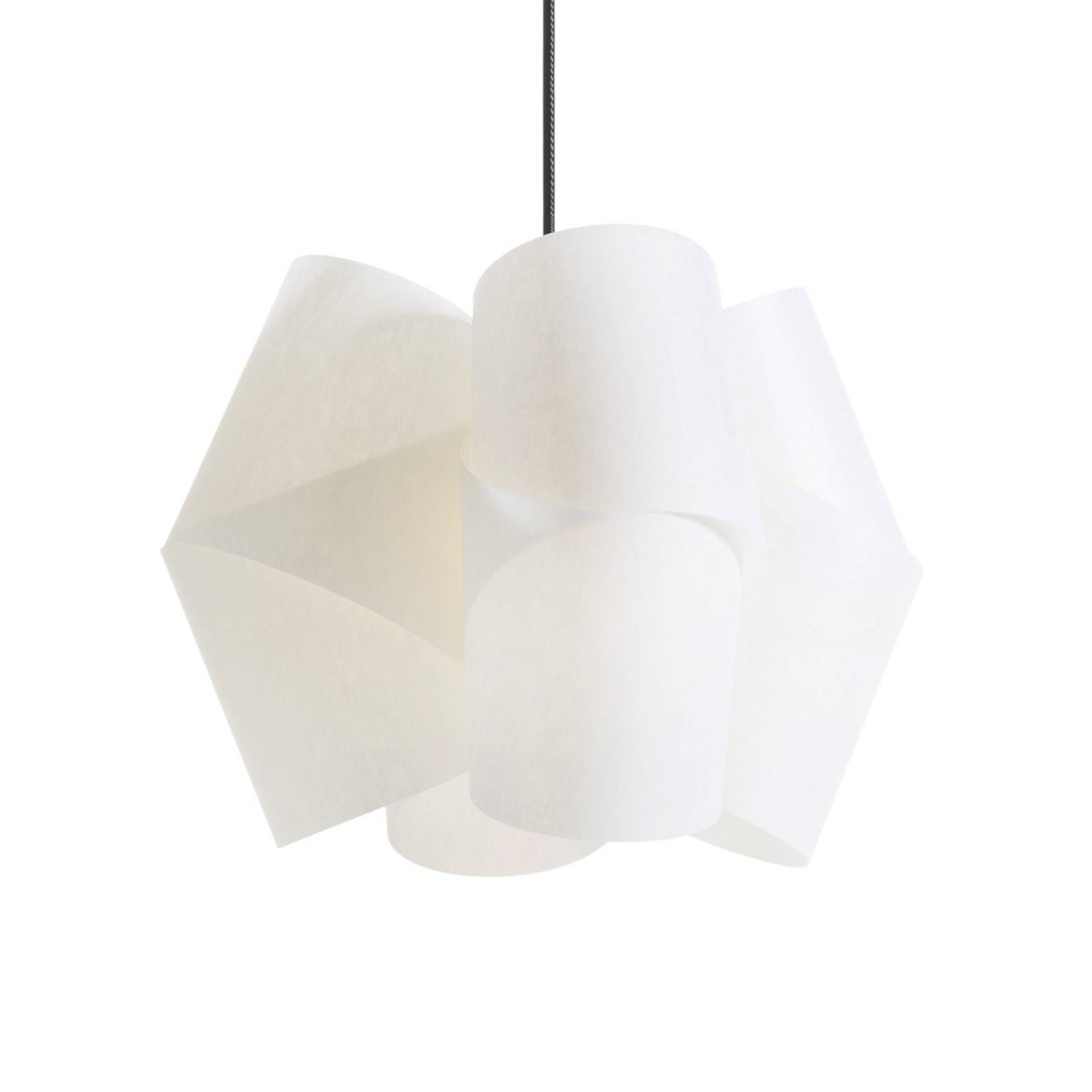 Domus Závesná lampa Julii, bielo-antracitová, Ø 36 cm, Obývacia izba / jedáleň, lunopal, textil, 33W, K: 30cm