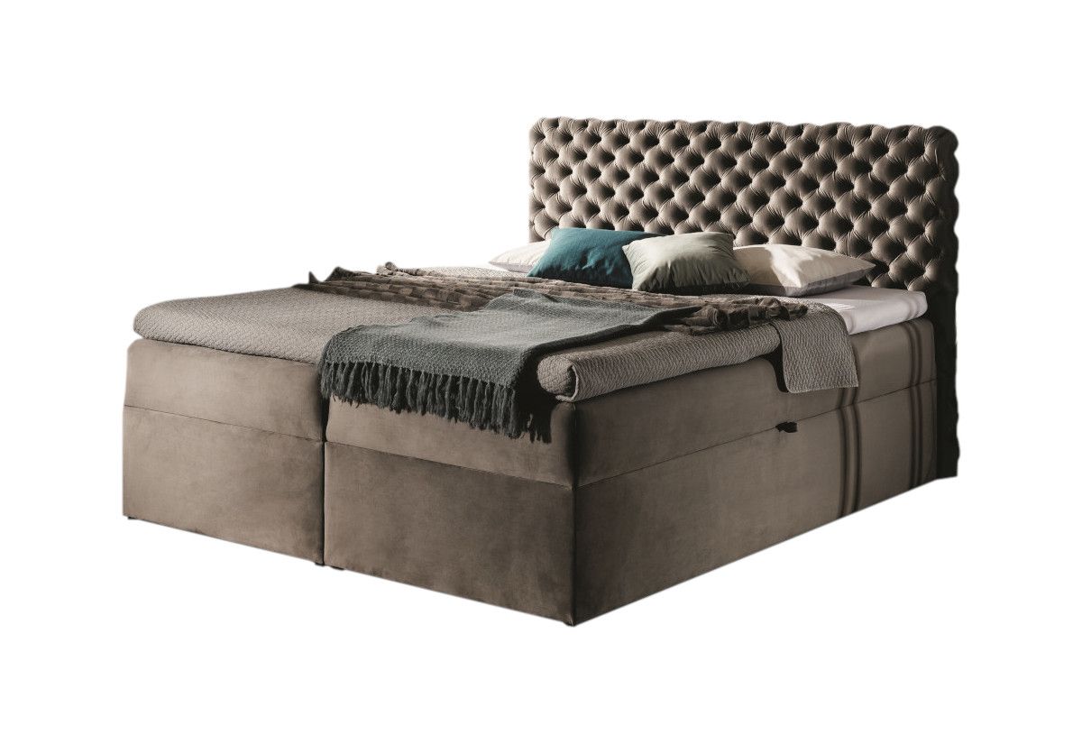 Expedo Čalúnená posteľ boxspring MARCH + topper, 120x200, riviera 16