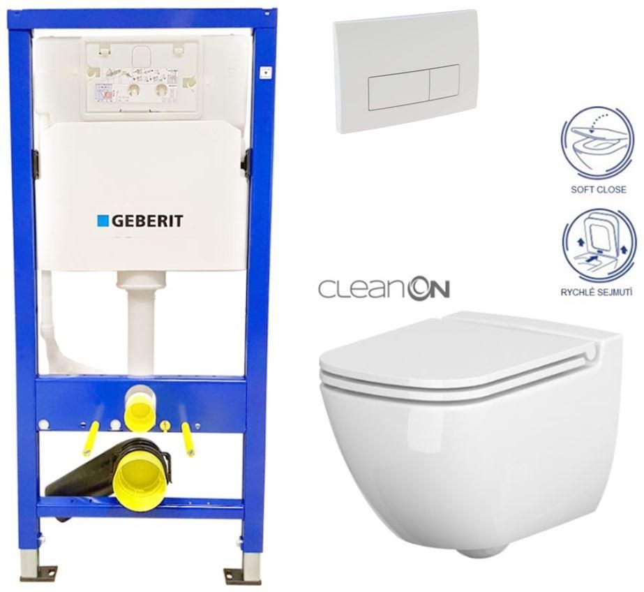 GEBERIT DuofixBasic s bielym tlačidlom DELTA51 + WC CERSANIT CLEANON CASPIA + SEDADLO 458.103.00.1 51BI CP1