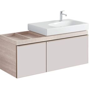 Geberit Citterio - Skrinka pod umývadlo 750 mm, s odkladacou plochou, lesklá sivohnedá/béžový dub 500.563.JI.1