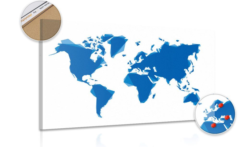 Obraz na korku abstraktná mapa sveta v modrej - 90x60  smiley