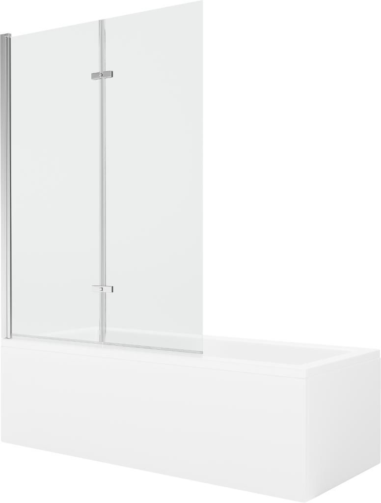 MEXEN/S - Cubik obdĺžniková vaňa 170 x 70 cm s panelom + vaňová zástena 120 cm, transparent, chróm 550317070X9212020100