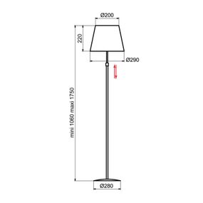Aluminor Store stojaca lampa, chróm/čierna, Obývacia izba / jedáleň, oceľ, látka, E27, 40W, K: 175cm