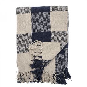 Bloomingville Bavlnený prehoz Blue Recycled Cotton 150×125 cm