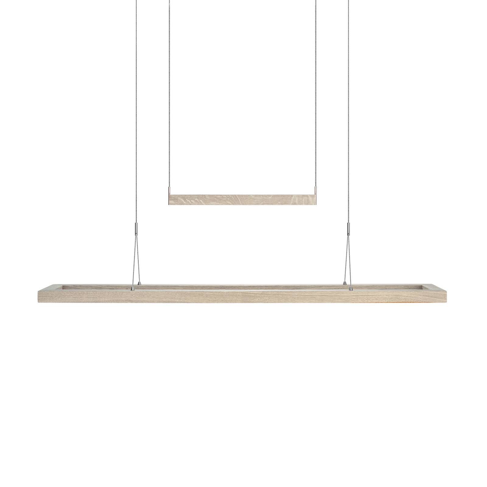HerzBlut Amalia LED svietidlo, hrčavý dub biela, Obývacia izba / jedáleň, drevo, nikel, akryl, 68W, P: 122 cm, L: 19.5 cm, K: 3.5cm