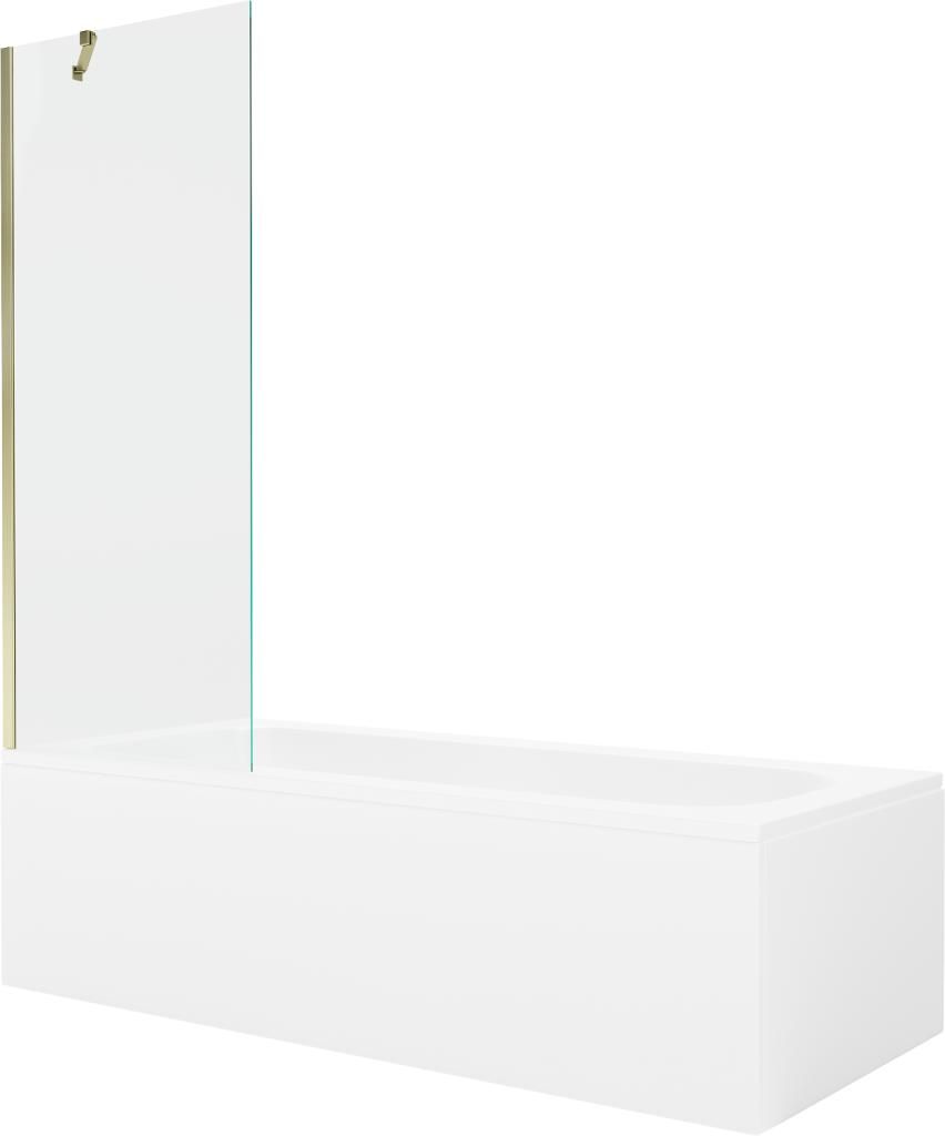 MEXEN/S - Vega obdĺžniková vaňa 160 x 70 cm s panelom + vaňová zástena 70 cm, transparent, zlatá 550116070X9507000050