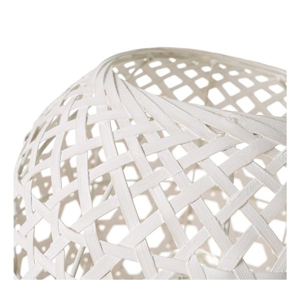 Biela bambusová stolová lampa s bambusovým tienidlom (výška 23 cm) – Casa Selección