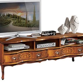 Estila Luxusný rustikálny TV stolík Clasica s poličkami a zásuvkami s florálnymi ornamentami 169cm