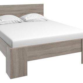 Expedo Manželská posteľ COLORADO + rošt, + matrac, 160x200 cm, dub truflový (šedý dub sonoma)
