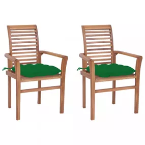 Záhradná jedálenská stolička s poduškou 2 ks teak Dekorhome Zelená