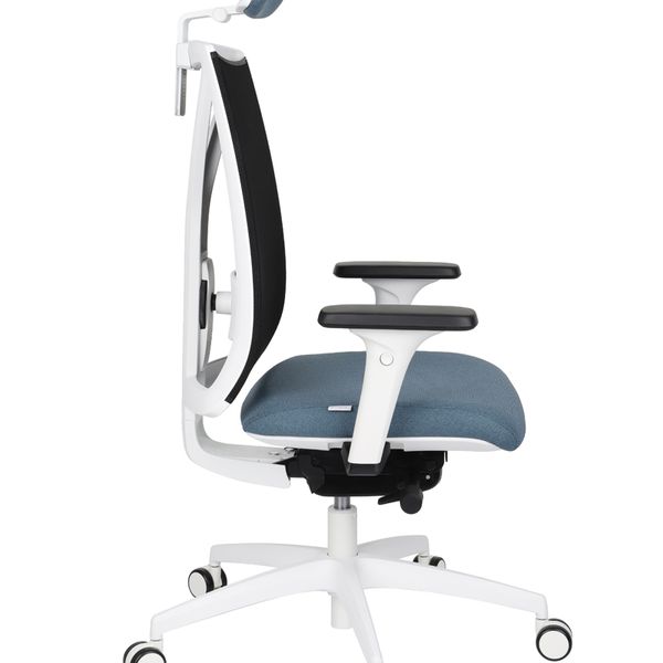 Kancelárska stolička s podrúčkami Velito WS HD - modrá (Cura 03) / čierna / biela
