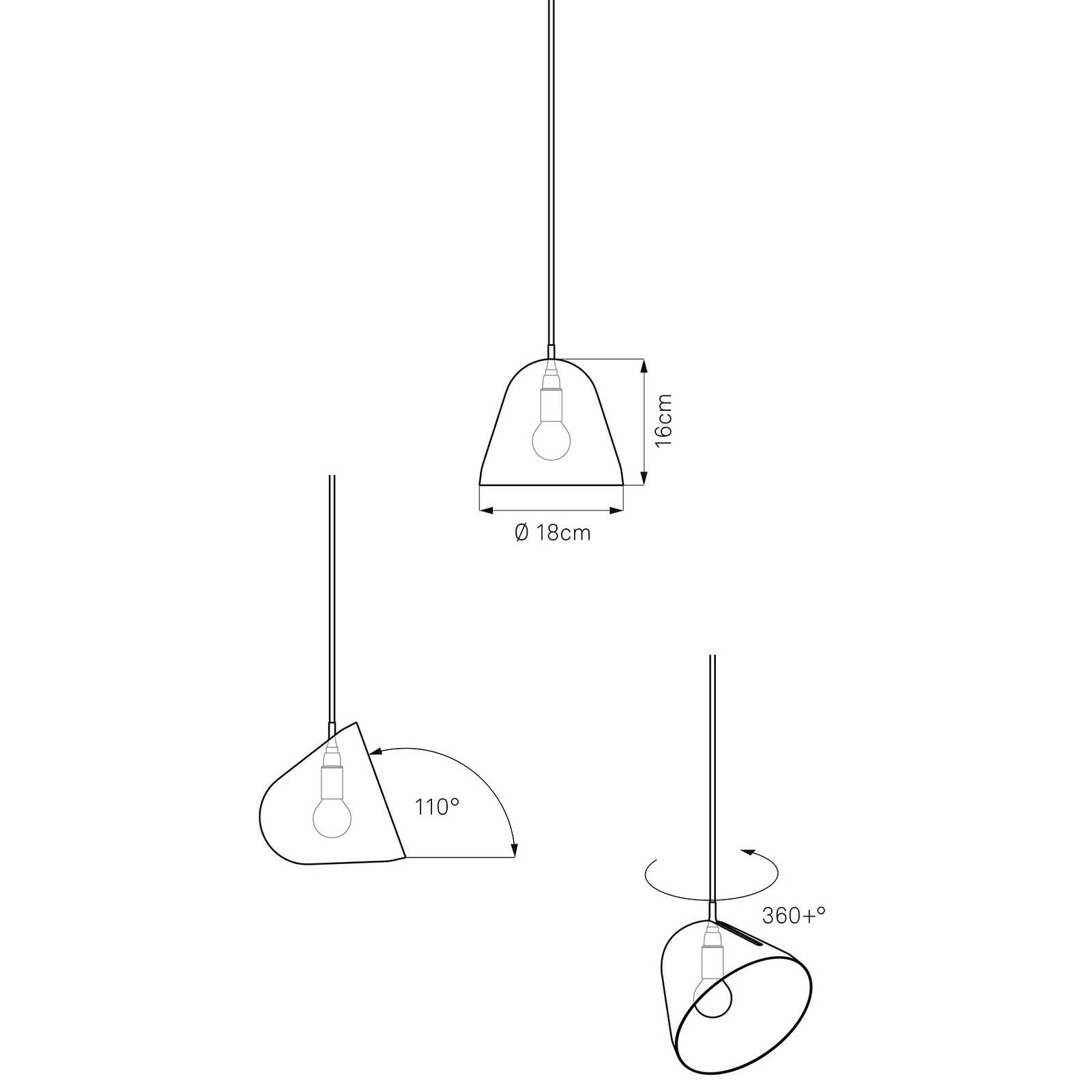 NYTA Nyta Tilt S závesná lampa kábel 3 m červená, sivá, Obývacia izba / jedáleň, hliník, plast, E14, 46W, K: 16cm