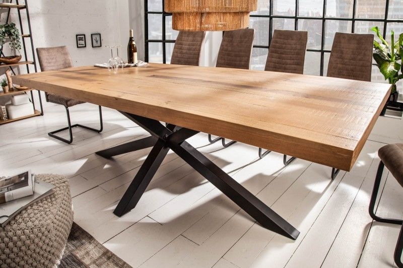 Estila Masívny hranatý jedálenský stôl Comedor s industriálnou kovovou konštrukciou 200cm