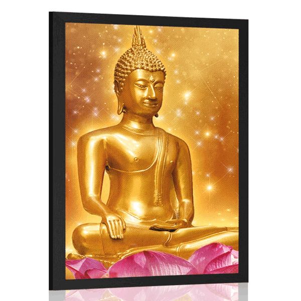 Plagát zlatý Budha - 20x30 black
