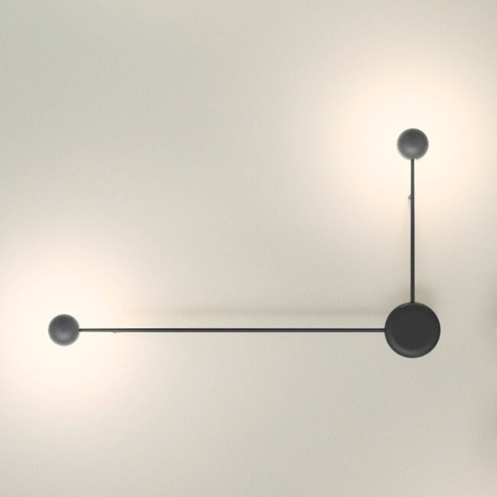 Vibia Pin – 2-plameňové nástenné LED svetlo čierne, Obývacia izba / jedáleň, hliník, zamak, polykarbonát, oceľ, 4.5W, Energialuokka: E, L: 70 cm, K: 40cm
