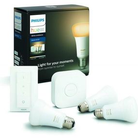 PHILIPS HUE Hue Bluetooth LED White Ambiance základní sada LED žárovka 3xE27 A19 9.5W 806lm 2200K-6500K + bridge + dimmer switch