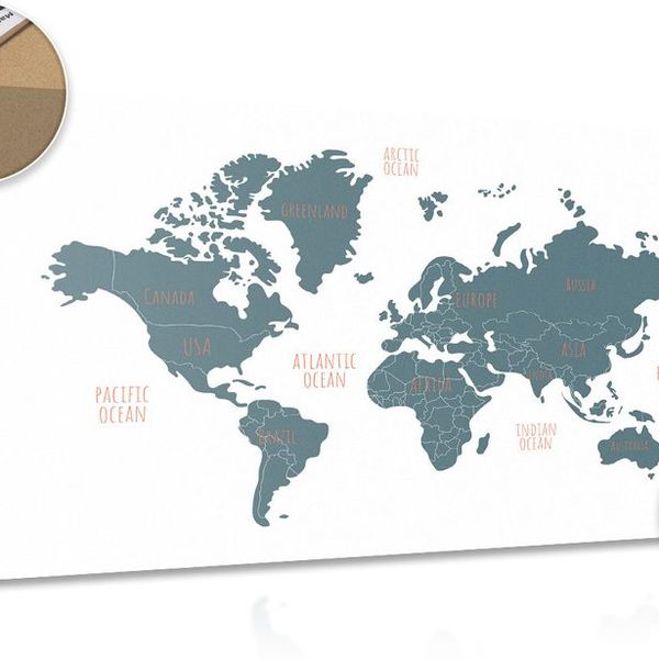 Obraz na korku moderná mapa sveta - 90x60  place