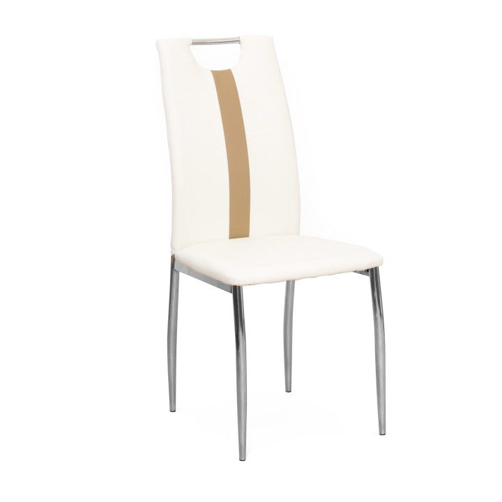 Jedálenská stolička Signa - biela / béžová / chróm