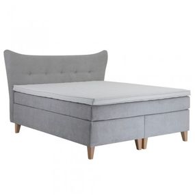 Posteľ Boxspring Tara 180x200, strieborná, vr. matraca a topperu