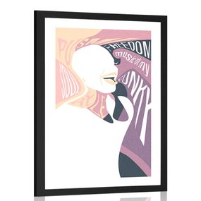 Plagát s paspartou žena s nápisom v jemných farbách - 60x90 black