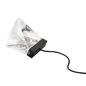 Fabbian Tripla – stolná lampa LED, antracit, Obývacia izba / jedáleň, kov, krištáľové sklo, 4.3W, L: 9.8 cm, K: 8.8cm