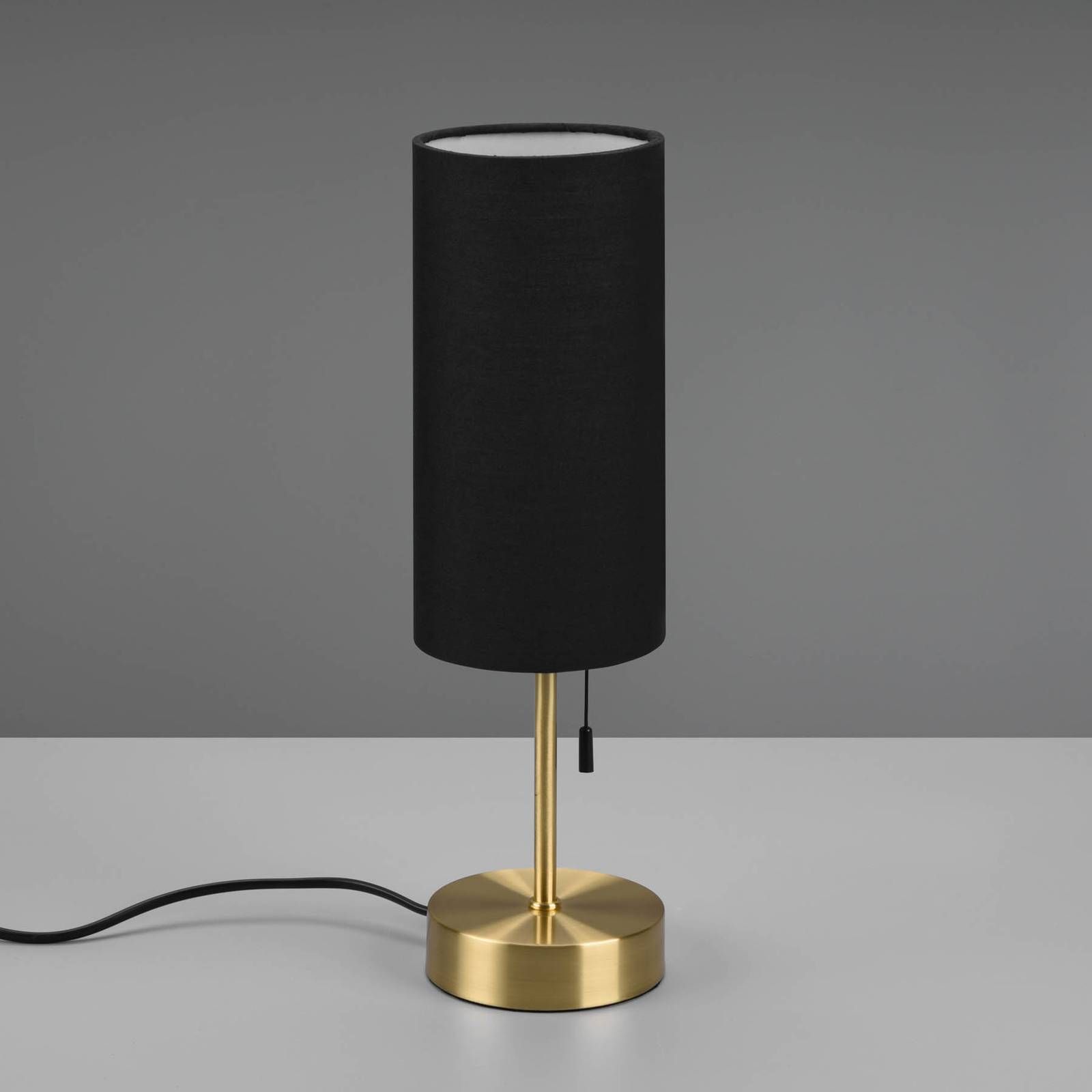 Reality Leuchten Stolová lampa Jaro s pripojením USB čierna/mosadz, Obývacia izba / jedáleň, železo, bavlna, polyester, E27, 25W, K: 35cm