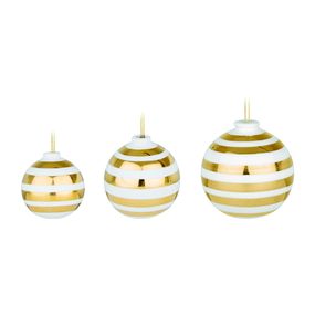 Súprava 3 bielych keramických vianočných ozdôb na stromček s detailmi v zlatej farbe Kähler Design Omaggio