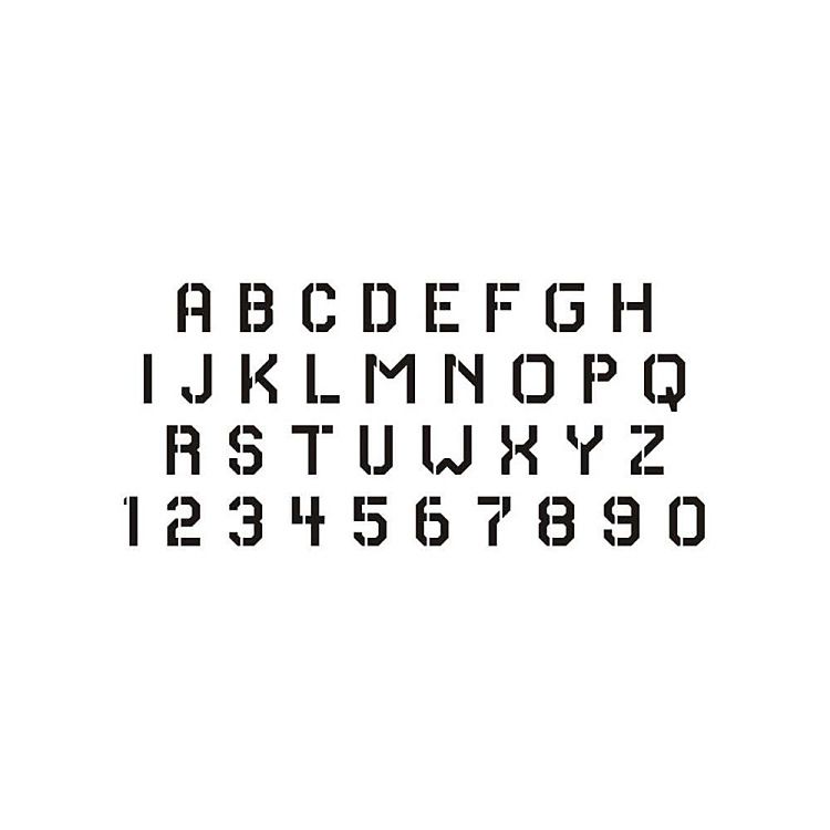 Šablóna Abeceda a čísla font Carrier