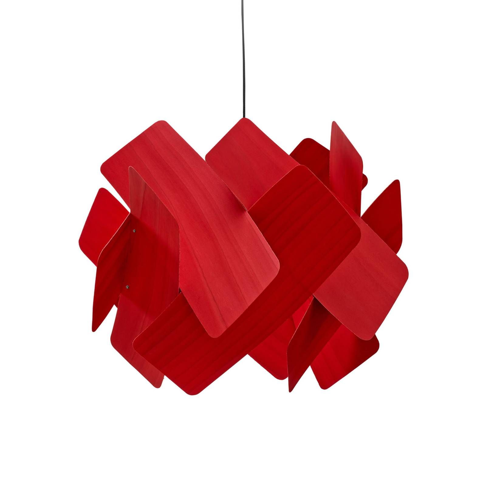 LZF LamPS Escape závesná, kábel čierna Ø 52 cm červená, Obývacia izba / jedáleň, drevená dyha, kov, E27, 14W, K: 44cm