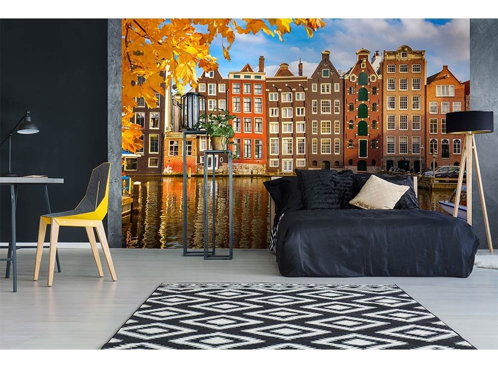 MS-5-0024 Vliesová obrazová fototapeta Houses in Amsterdam, veľkosť 375 x 250 cm