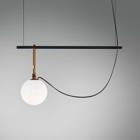 Artemide Závesná lampa nh S1 14 55 cm guľa Ø 14cm, Obývacia izba / jedáleň, sklo, mosadz, E14, 5W, P: 55 cm, L: 14 cm, K: 32.2cm