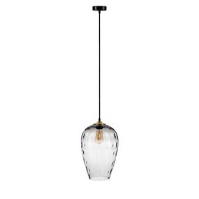 Euluna Závesná lampa Linkeus II sklo, dymová sivá Ø 26 cm, Obývacia izba / jedáleň, sklo, kov, E27, 60W, K: 37cm