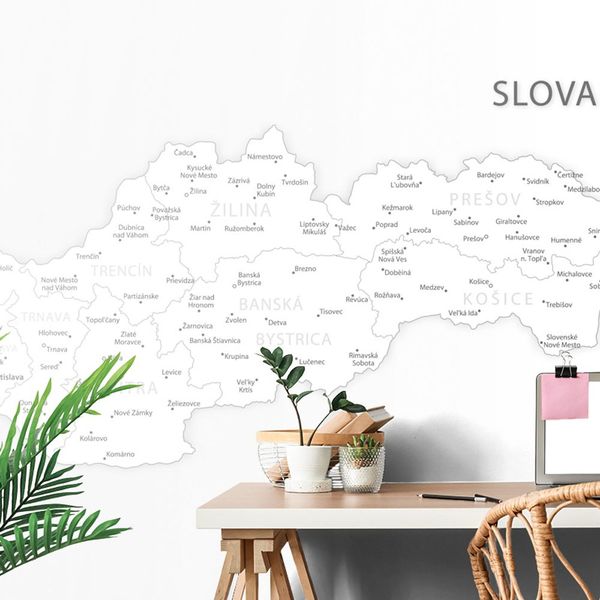 Samolepiaca tapeta mapa Slovenska v čiernobielom - 375x250