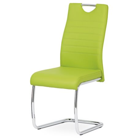 Autronic Jedálenská stolička, koženka zelená, chróm DCL-418 LIM