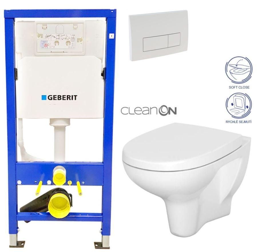 GEBERIT DuofixBasic s bielym tlačidlom DELTA51 + WC CERSANIT ARTECO CLEANON + SEDADLO 458.103.00.1 51BI AT1