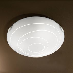 Fabas Luce Okrúhle stropné svietidlo KENT, biele, Obývacia izba / jedáleň, kov, sklo, E27, 60W