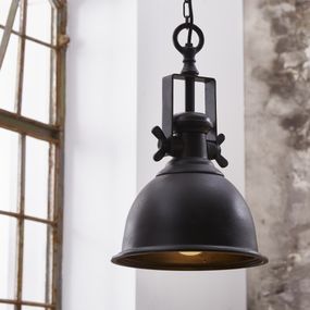 Estila Industriálna závesná lampa Castor v čiernej farbe z kovu 45cm