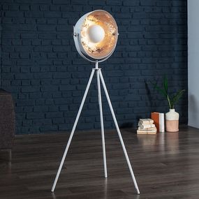 LuxD 25898 Dizajnová stojanová lampa Atelier 145 cm bielo-strieborná Stojanové svietidlo