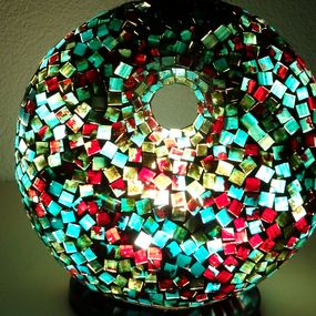 Stolná lampa dekoračná Donat, 25 cm, ručná práca, mozaika