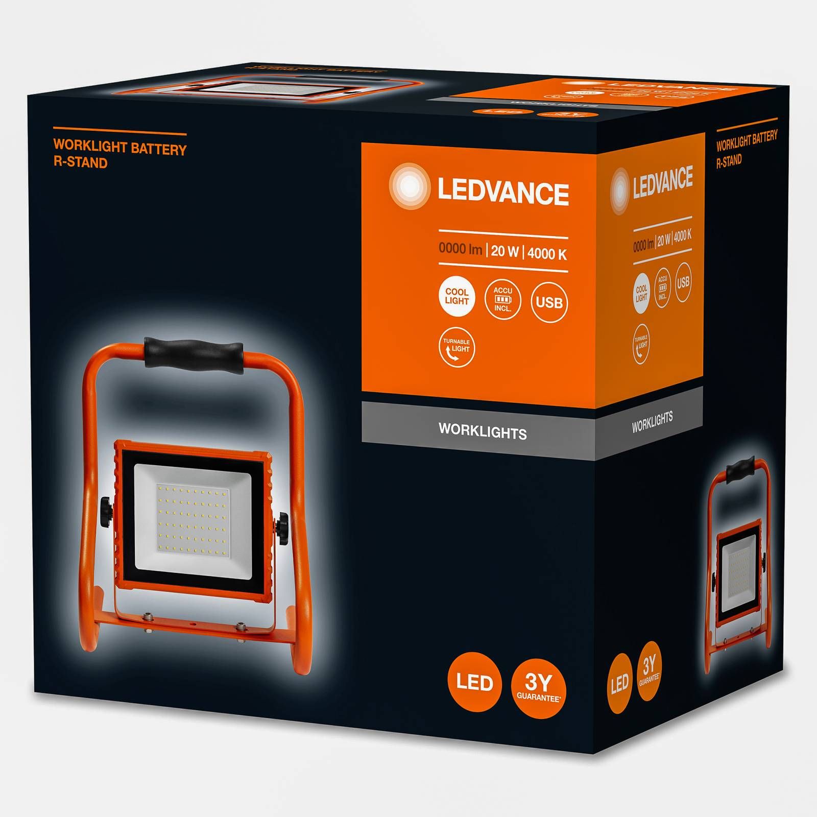 LEDVANCE Worklight Battery pracovné LED svetlo 20W, hliník, polykarbonát, 20W, P: 20 cm, L: 26.6 cm, K: 27.6cm