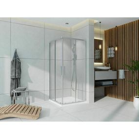 Kout sprchový Wecco 800×800 mm lesklý hliník/čiré sklo