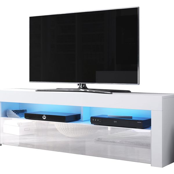 TV stolík/skrinka Mex (biela matná + biely lesk)