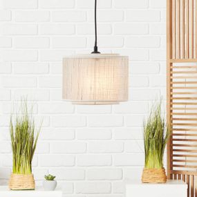 Brilliant Závesná lampa Odar s textilným tienidlom na lampu, Obývacia izba / jedáleň, kov, textil, bambus, E27, 42W