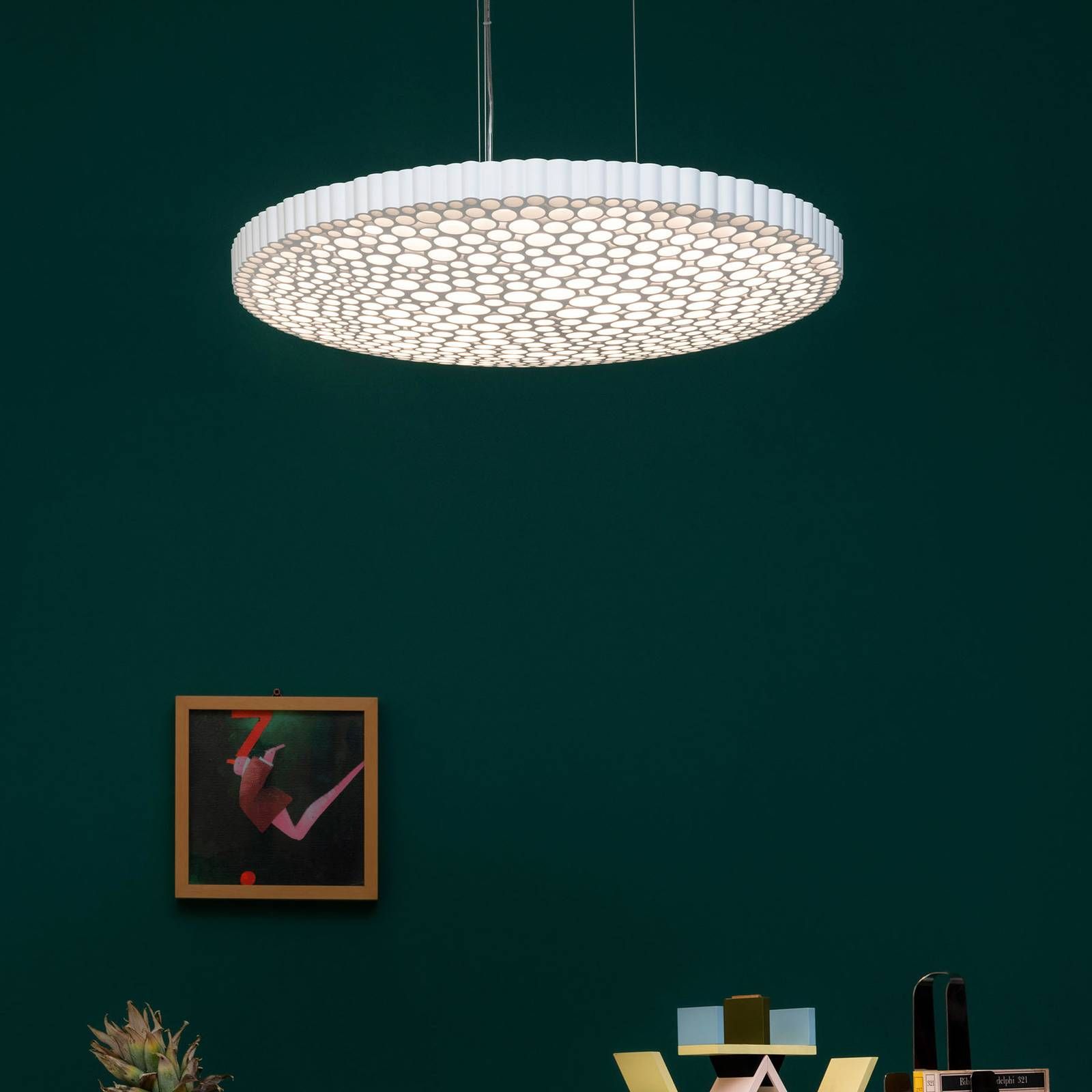 Artemide Závesné LED svietidlo Calipso 2 700 K, Obývacia izba / jedáleň, plast, 55W, K: 7.5cm