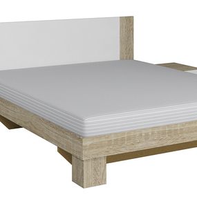 Manželská posteľ 180 cm Verwood Typ 52 (sonoma + biela) (s noč. stolíkmi)