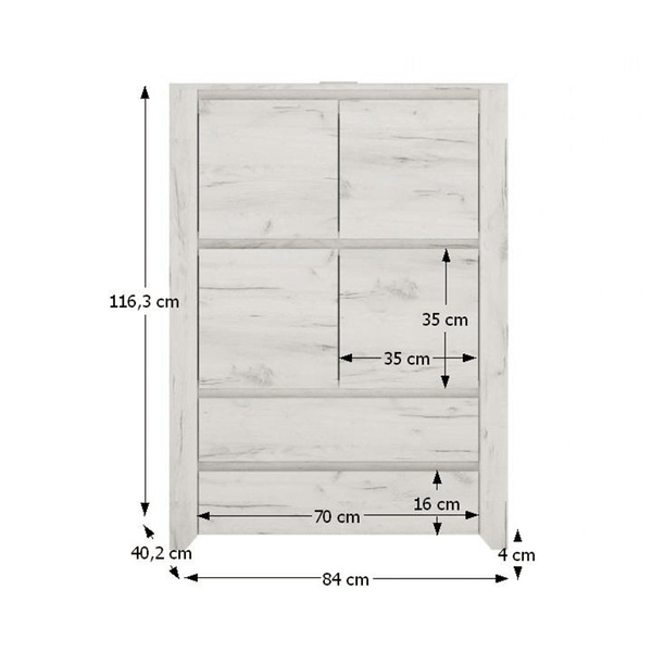 Komoda typ 33, biela craft, ANGEL